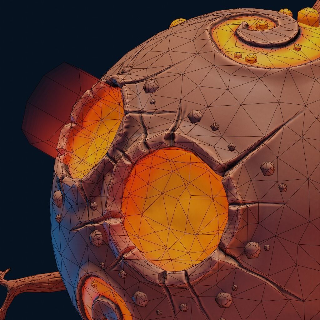 stylized cartoon volcano planet 3d model Low-poly 3D model_7