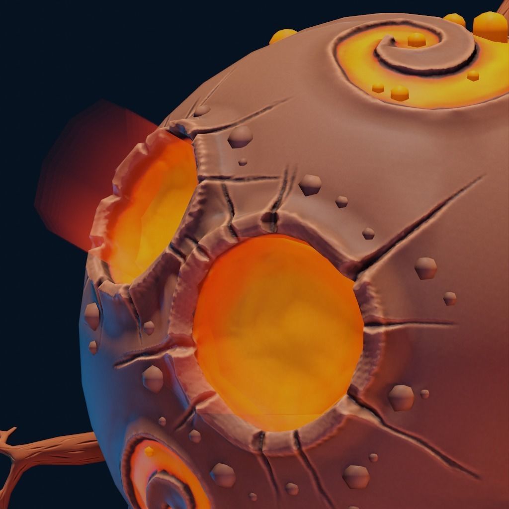 stylized cartoon volcano planet 3d model Low-poly 3D model_1