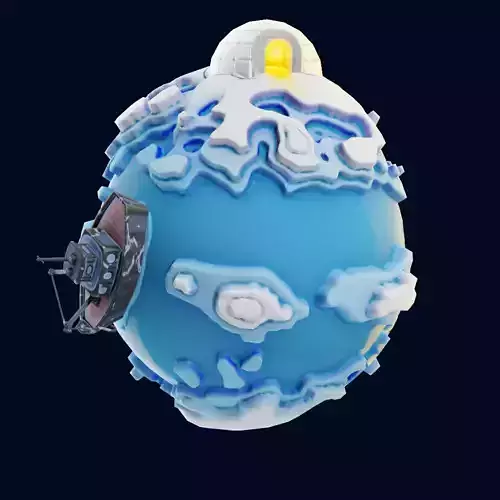 stylized cartoon ice planet 3d model