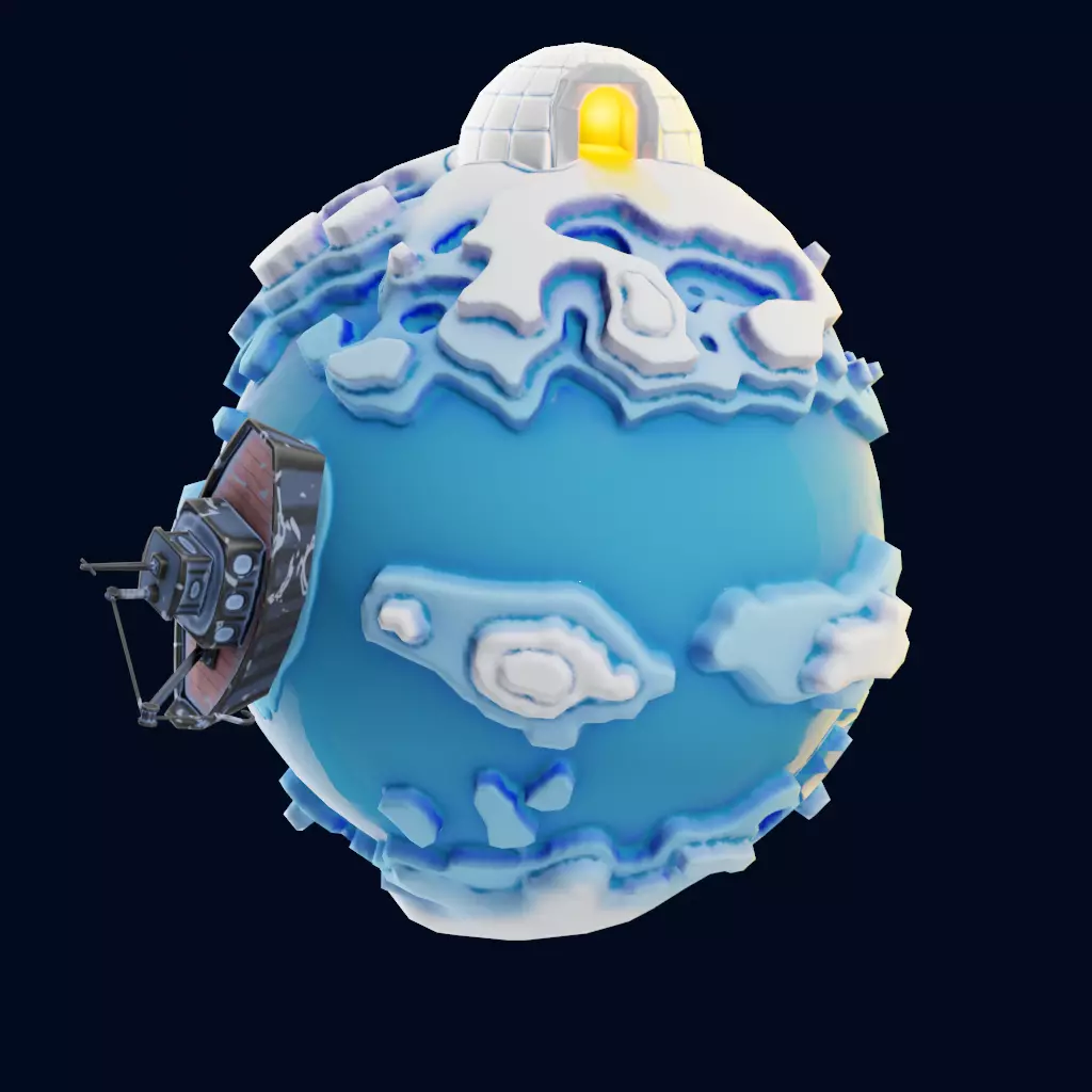 stylized cartoon ice planet 3d model Low-poly 3D model_0