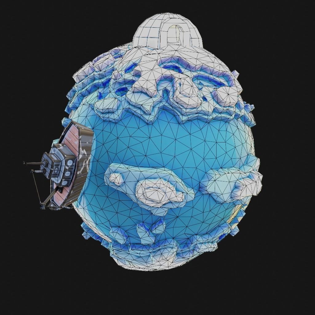 stylized cartoon ice planet 3d model Low-poly 3D model_1
