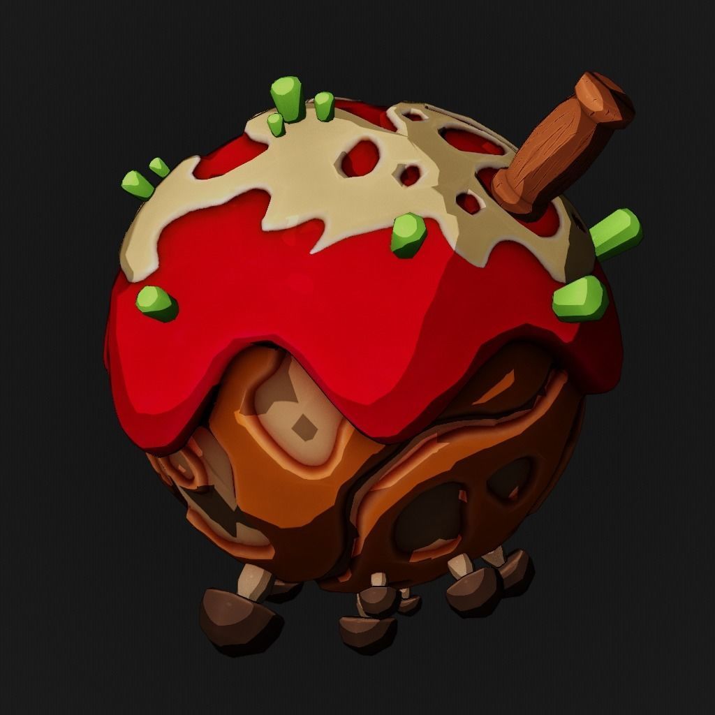 stylized cartoon cookie planet 3d model Low-poly 3D model_5