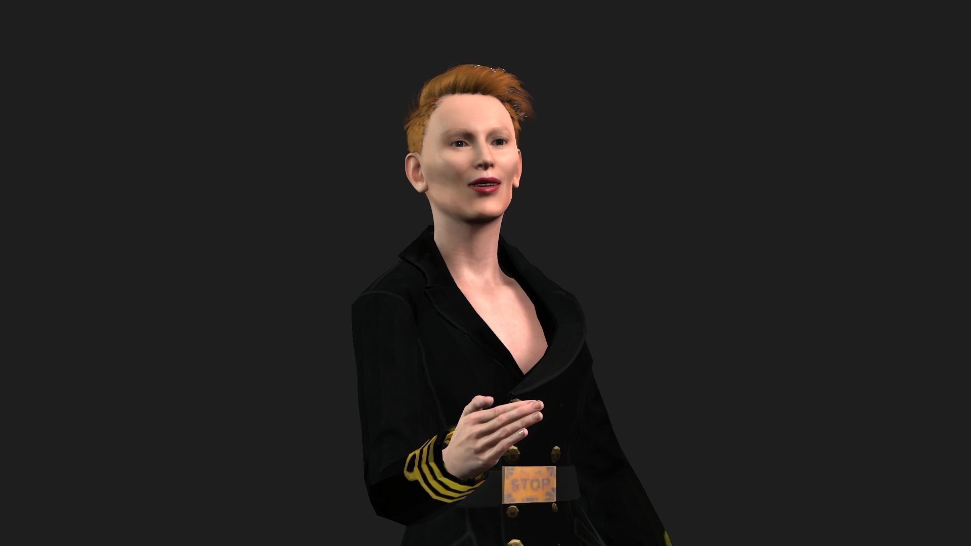 Tilda Swinton 2 3D Rigged model ready for animation Low-poly 3D model_3