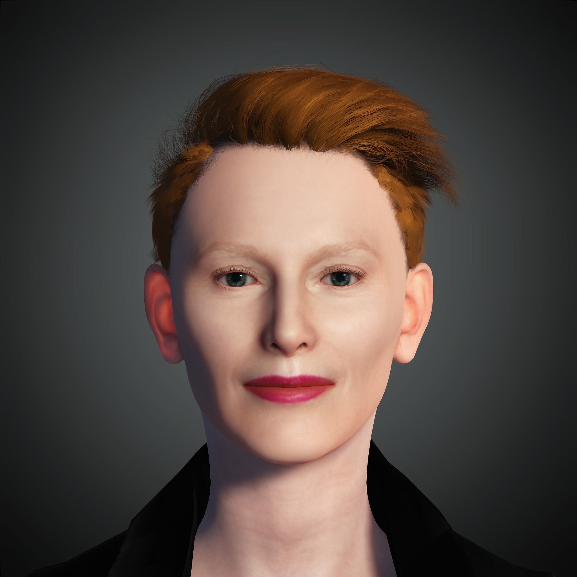 Tilda Swinton 2 3D Rigged model ready for animation Low-poly 3D model_6