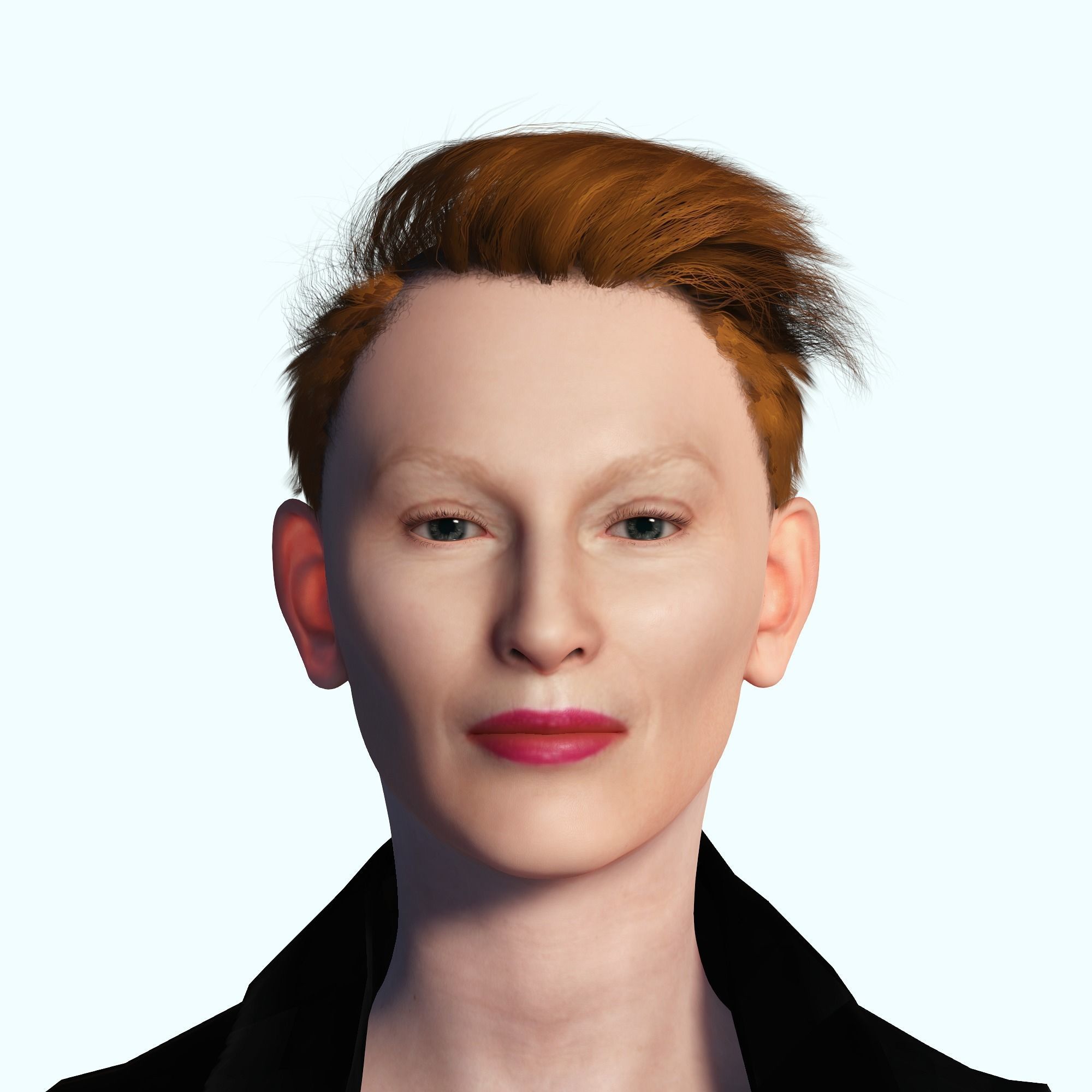 Tilda Swinton 2 3D Rigged model ready for animation Low-poly 3D model_8
