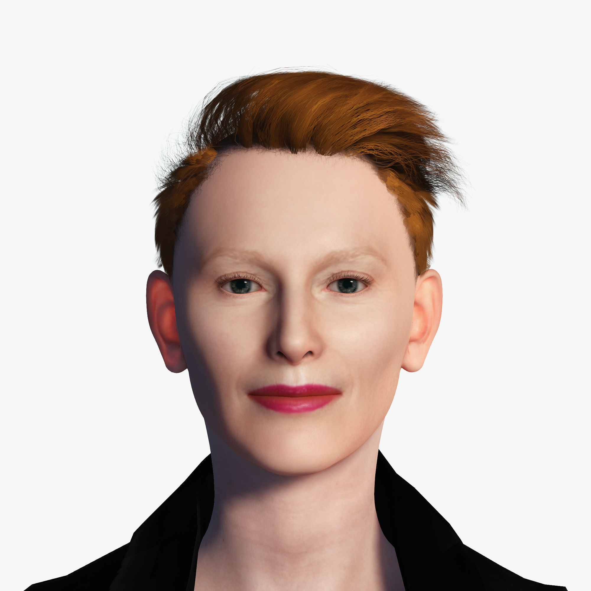 Tilda Swinton 2 3D Rigged model ready for animation Low-poly 3D model_18
