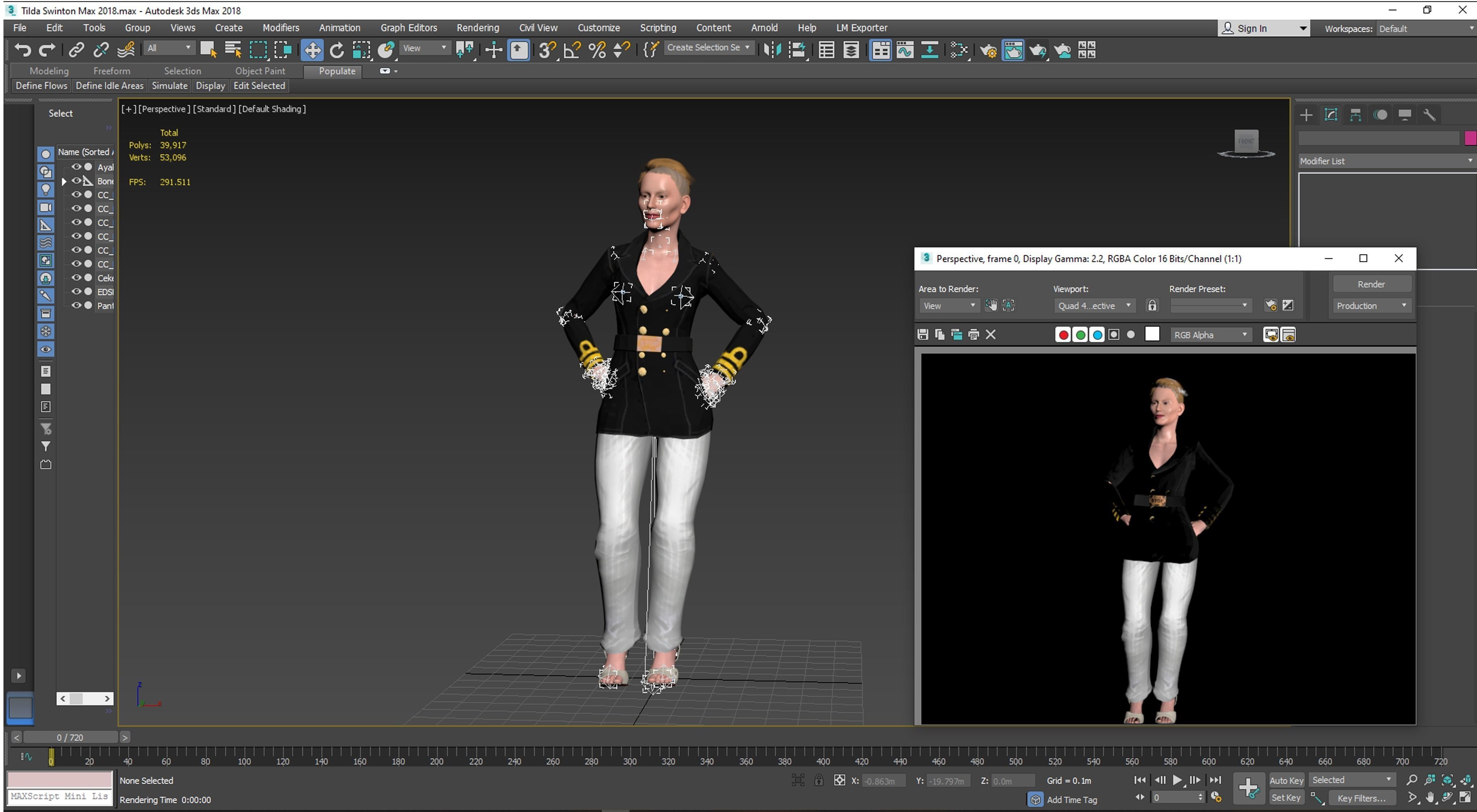 Tilda Swinton 2 3D Rigged model ready for animation Low-poly 3D model_20