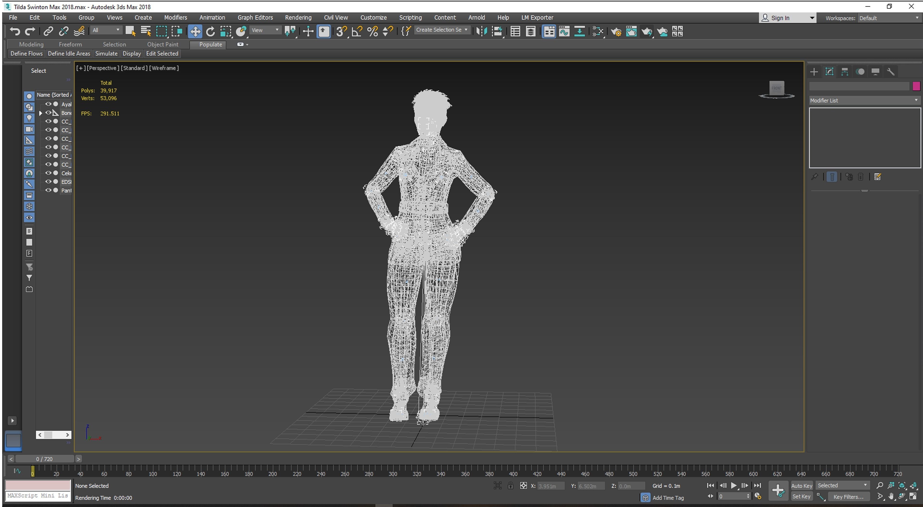 Tilda Swinton 2 3D Rigged model ready for animation Low-poly 3D model_21