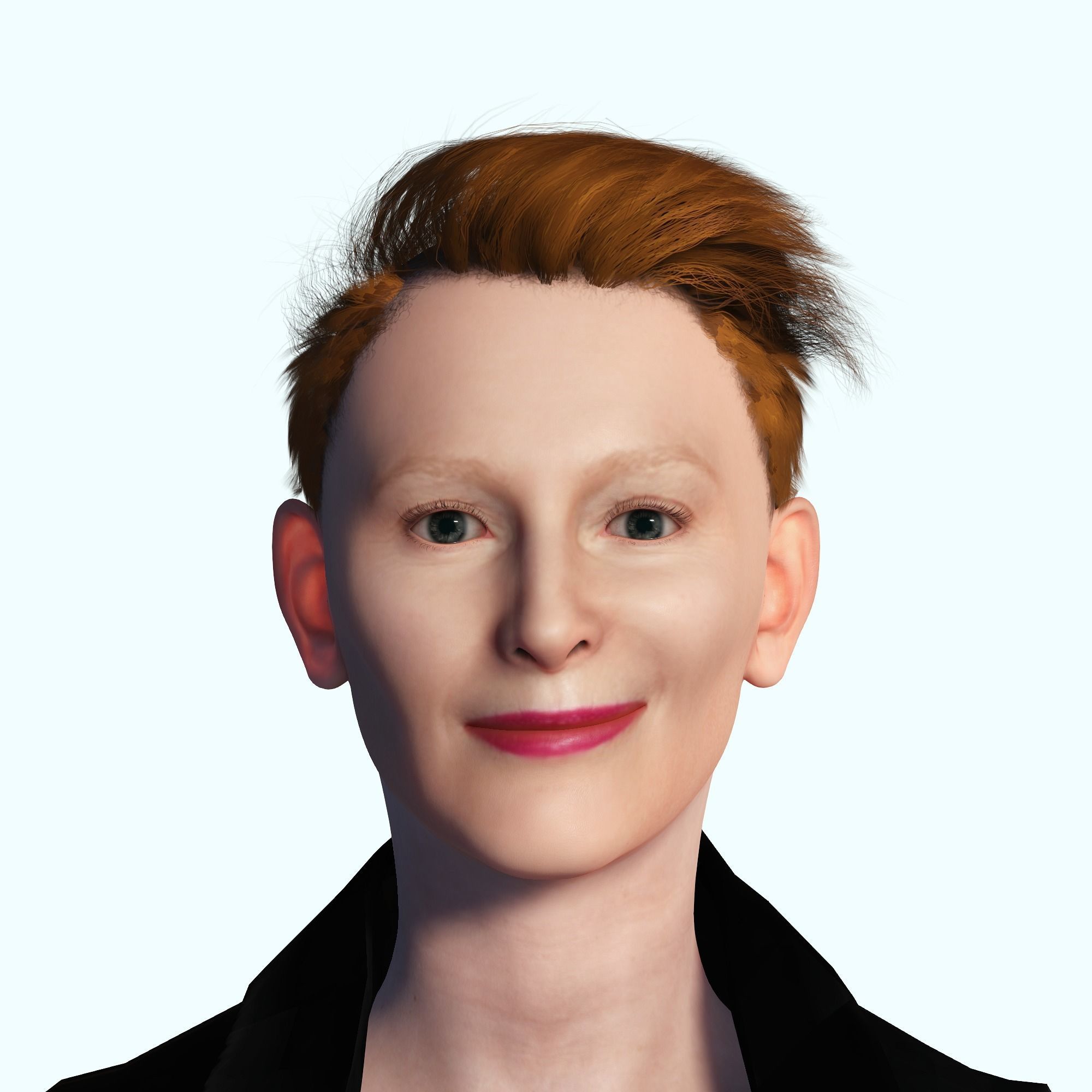 Tilda Swinton 2 3D Rigged model ready for animation Low-poly 3D model_17