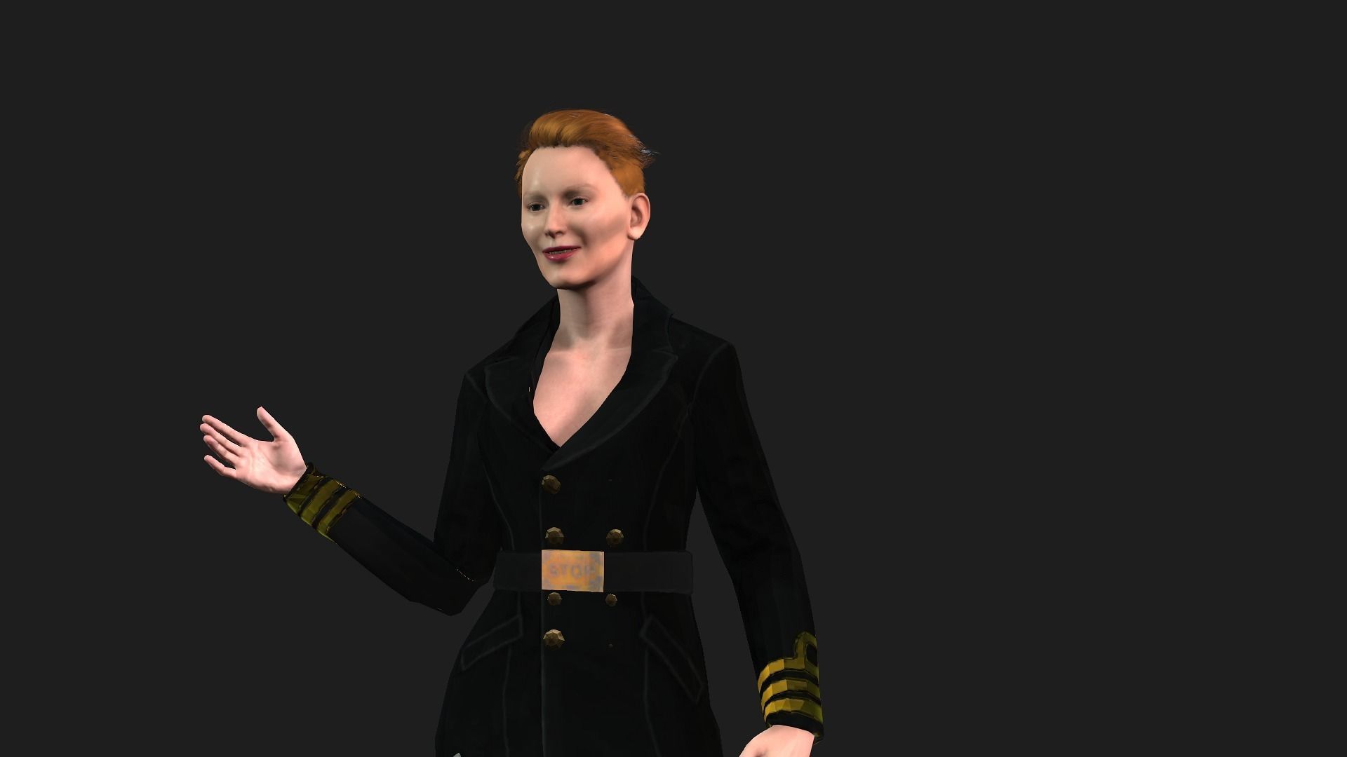 Tilda Swinton 2 3D Rigged model ready for animation Low-poly 3D model_4