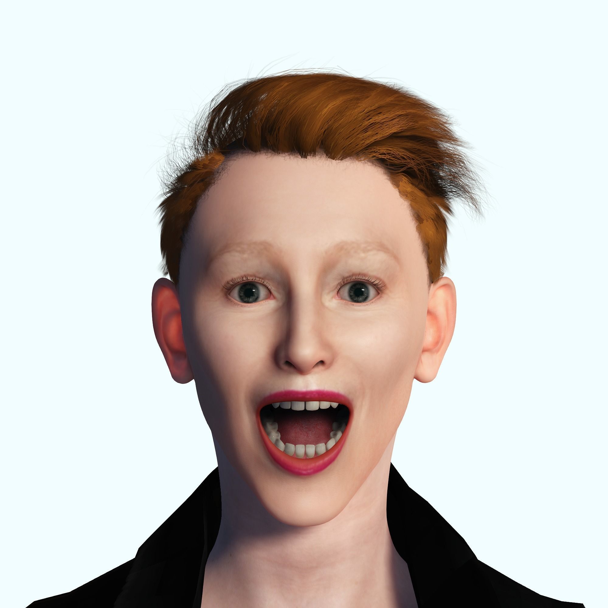 Tilda Swinton 2 3D Rigged model ready for animation Low-poly 3D model_13