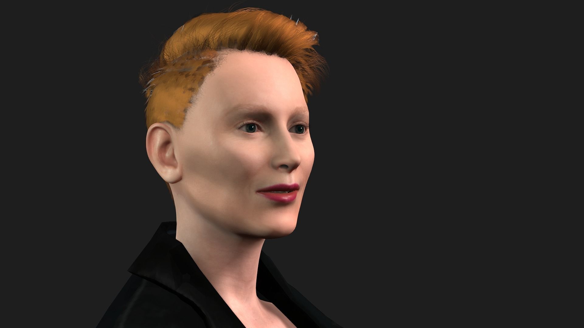 Tilda Swinton 2 3D Rigged model ready for animation Low-poly 3D model_2