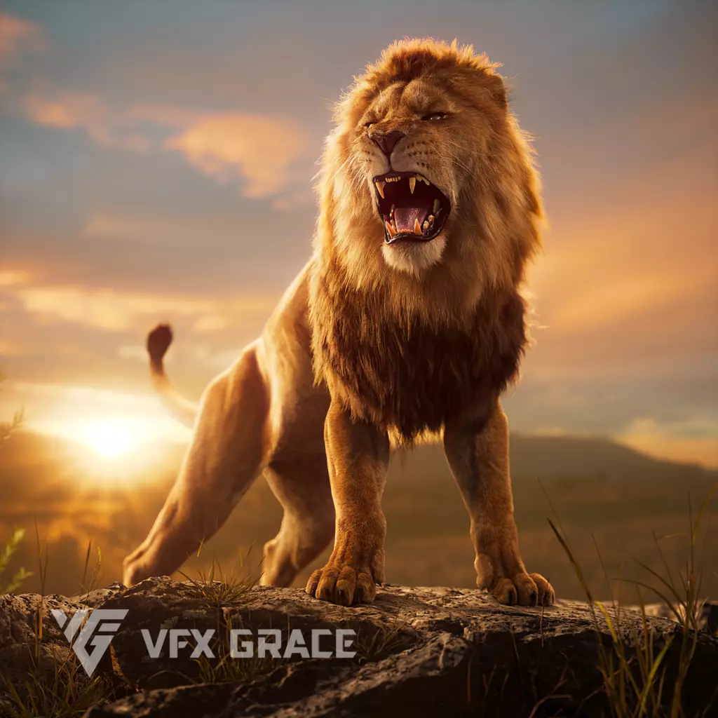 Male Lion Animated VFX Grace 3D model_0