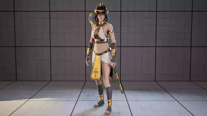 Fantasy Egyptian Girl Low-poly 3D model