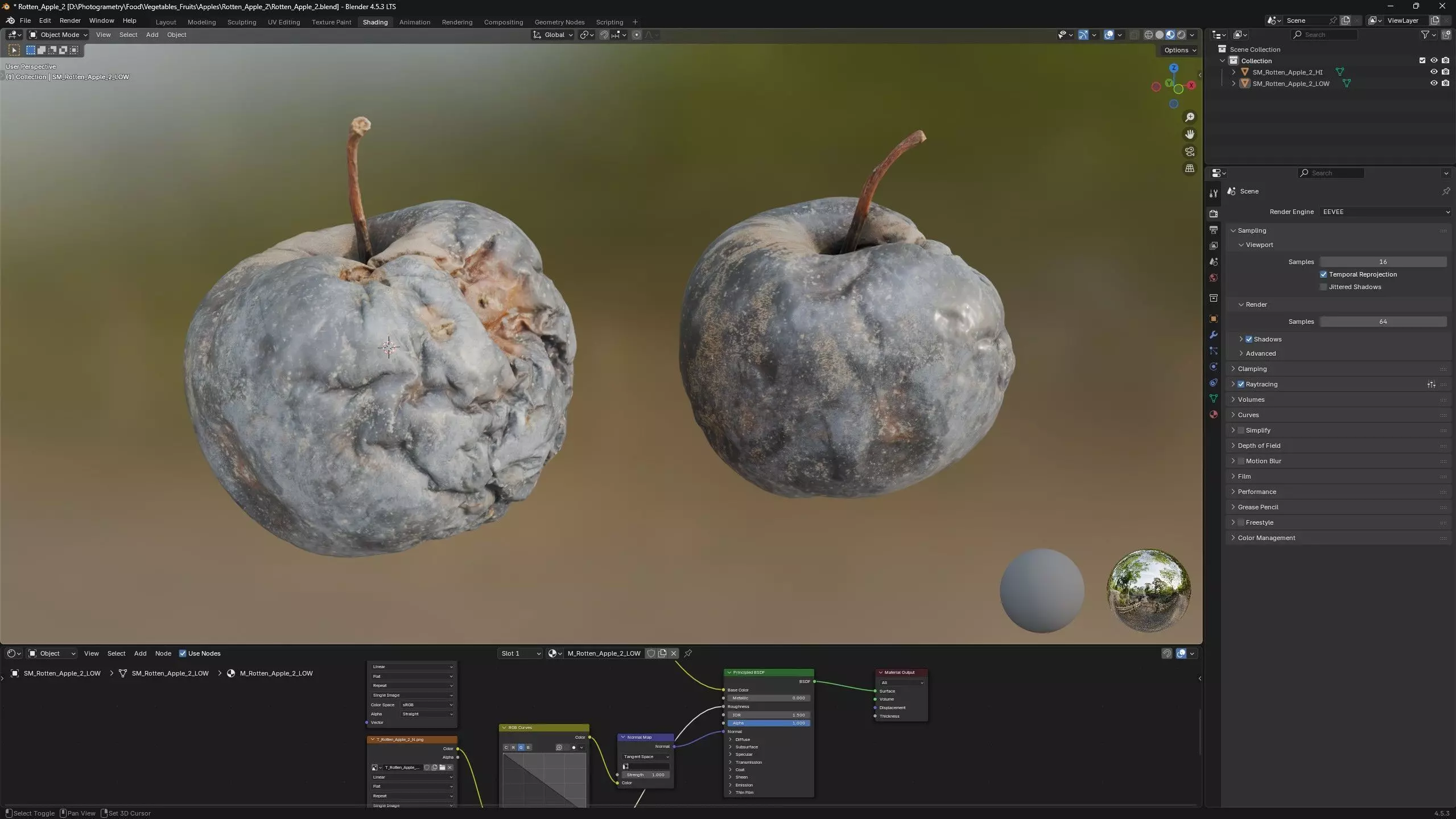 Rotten Apple Low-poly 3D model_7