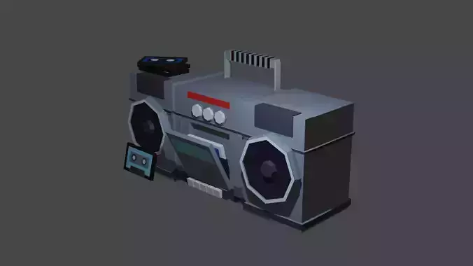 Old School hip hop  boombox  Low-poly 3D model