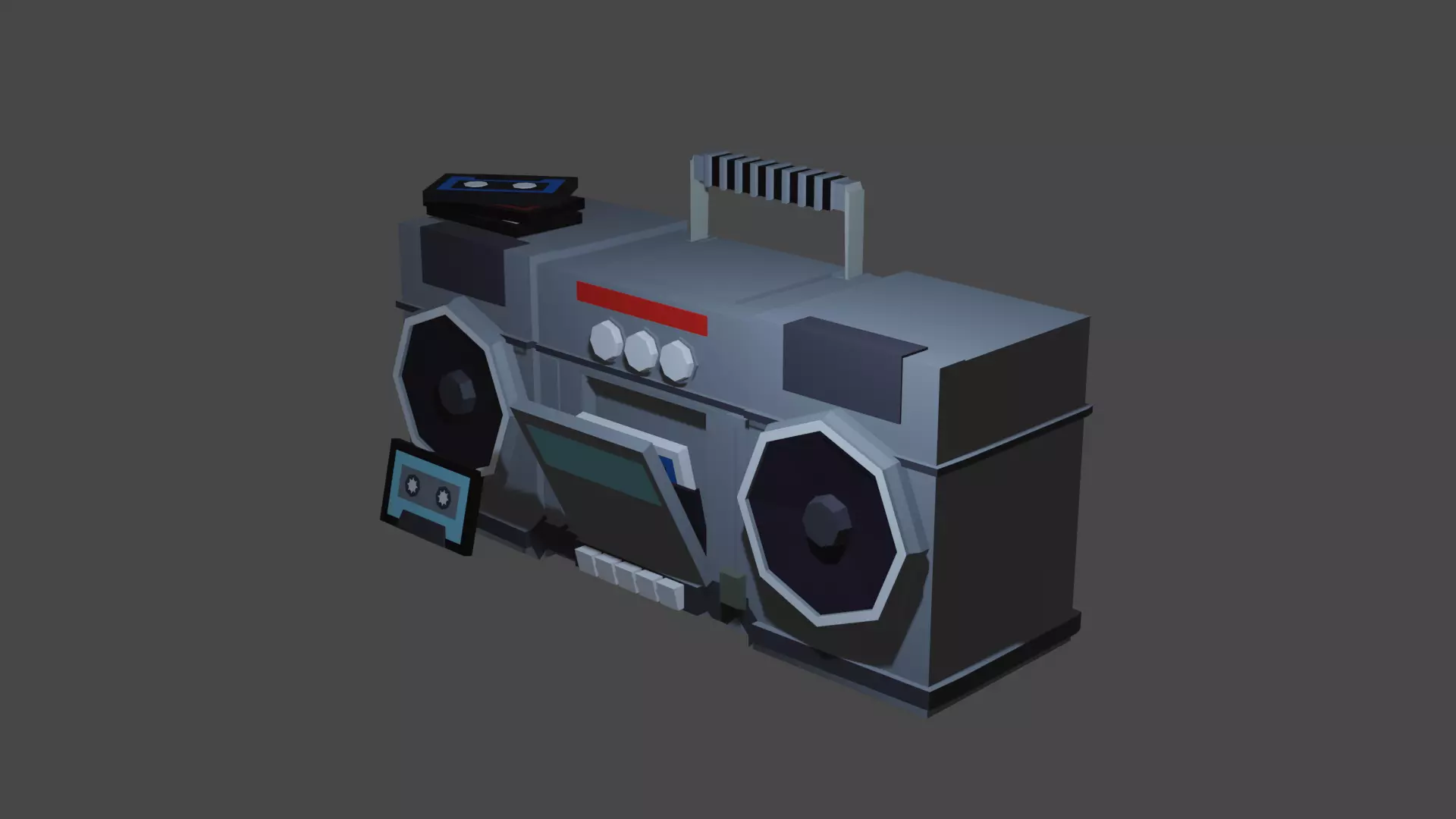 Old School hip hop boombox Low-poly 3D model