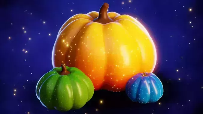 Stylized Hand Painted Pumpkins Low-poly 3D model