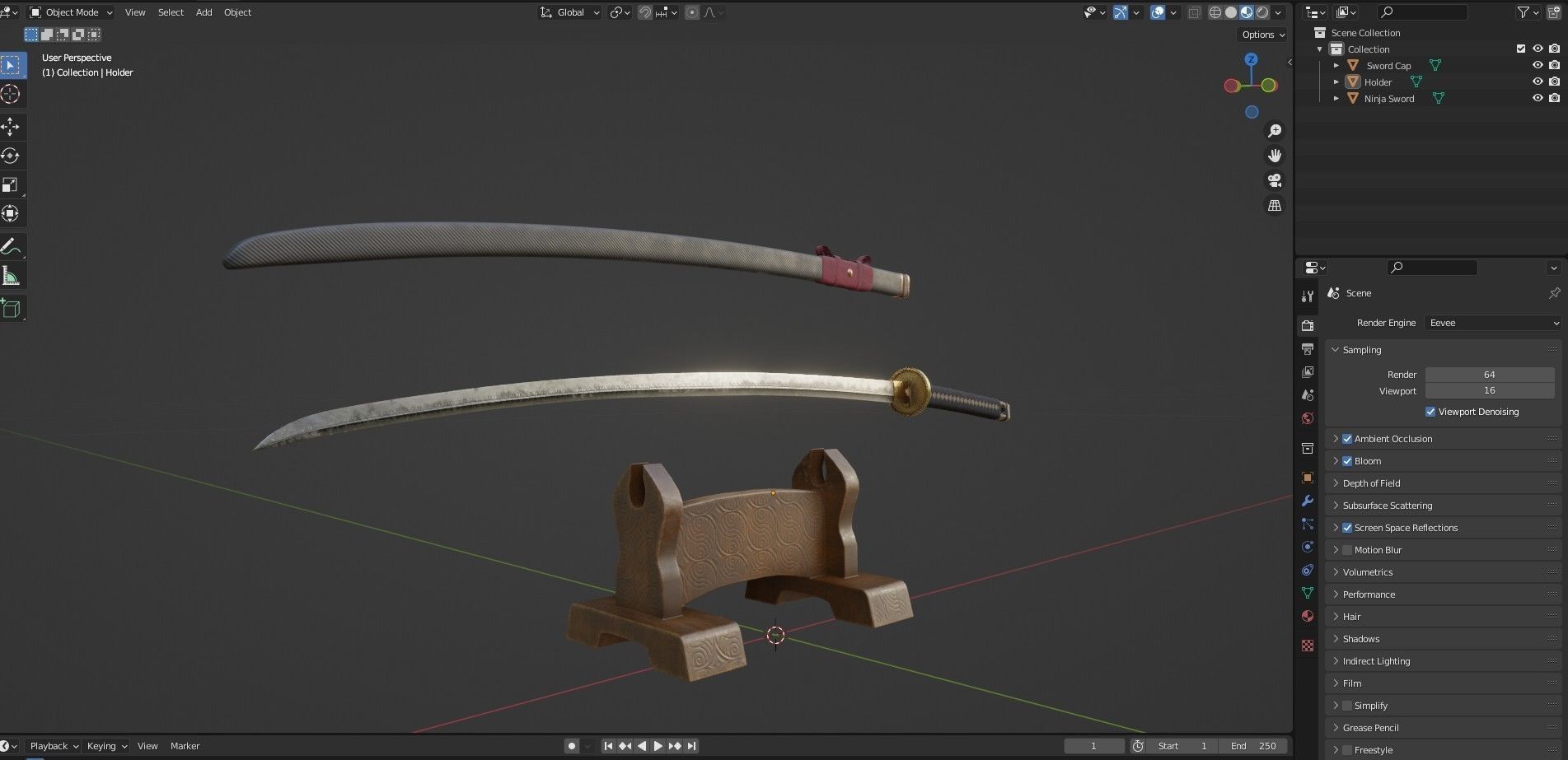 Ninja Sword  Low-poly 3D model_17