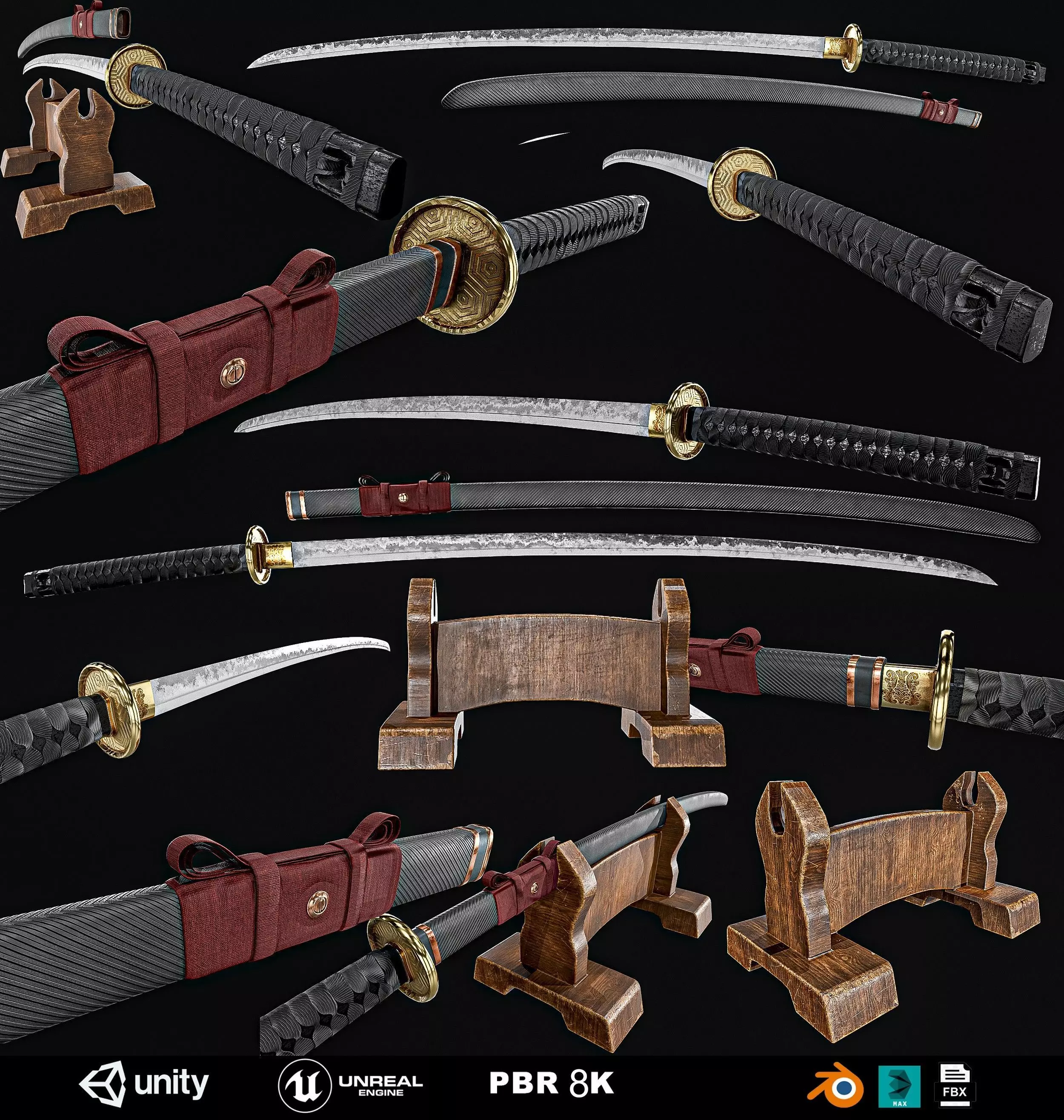 Ninja Sword  Low-poly 3D model_0