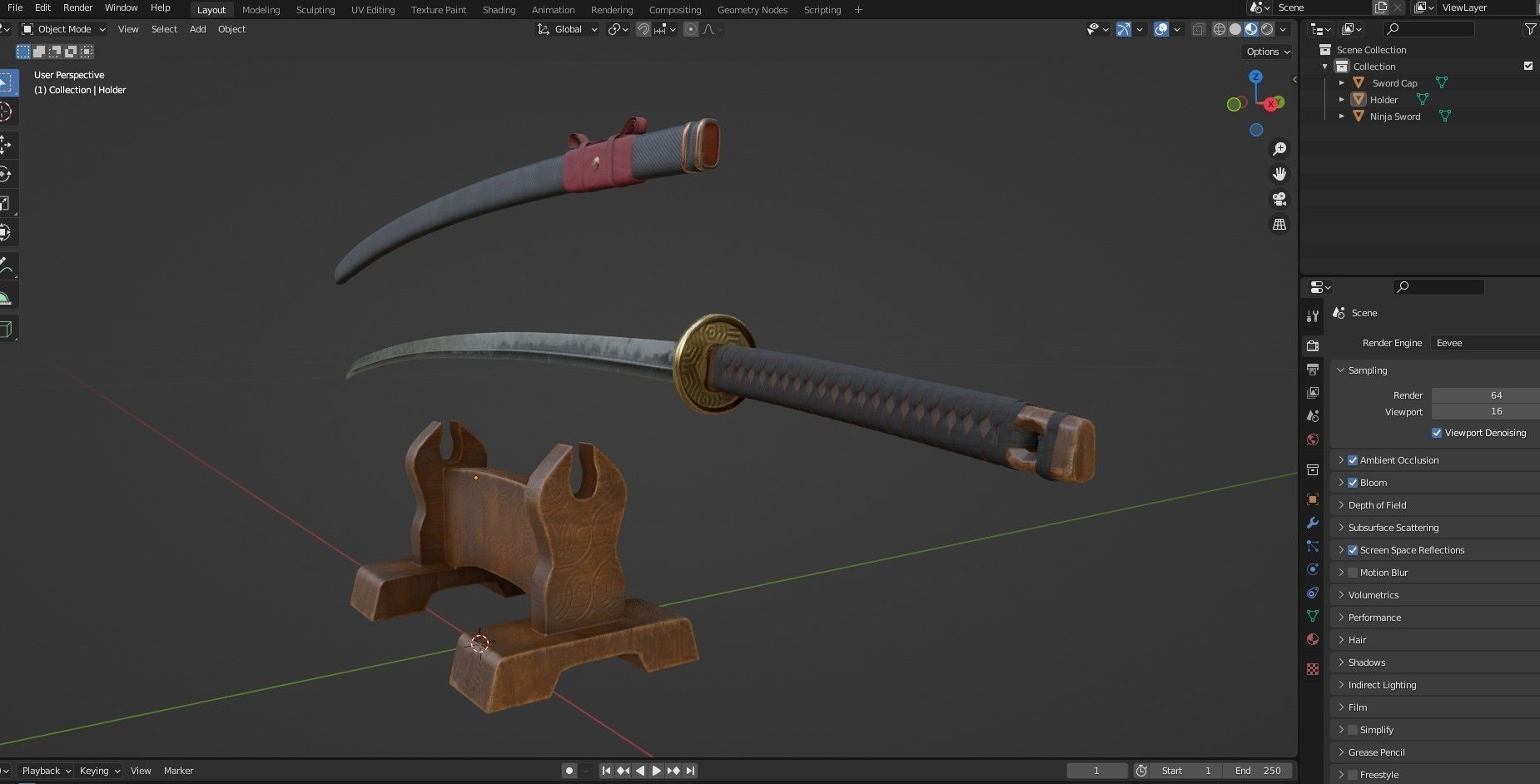Ninja Sword  Low-poly 3D model_18