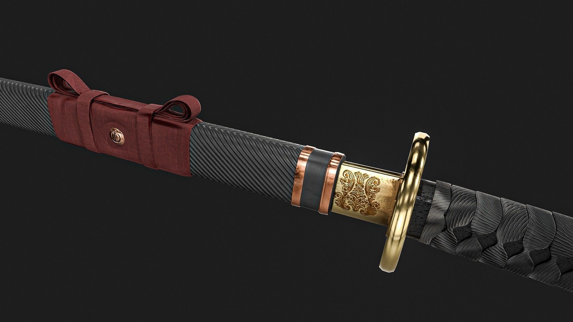 Ninja Sword  Low-poly 3D model_2