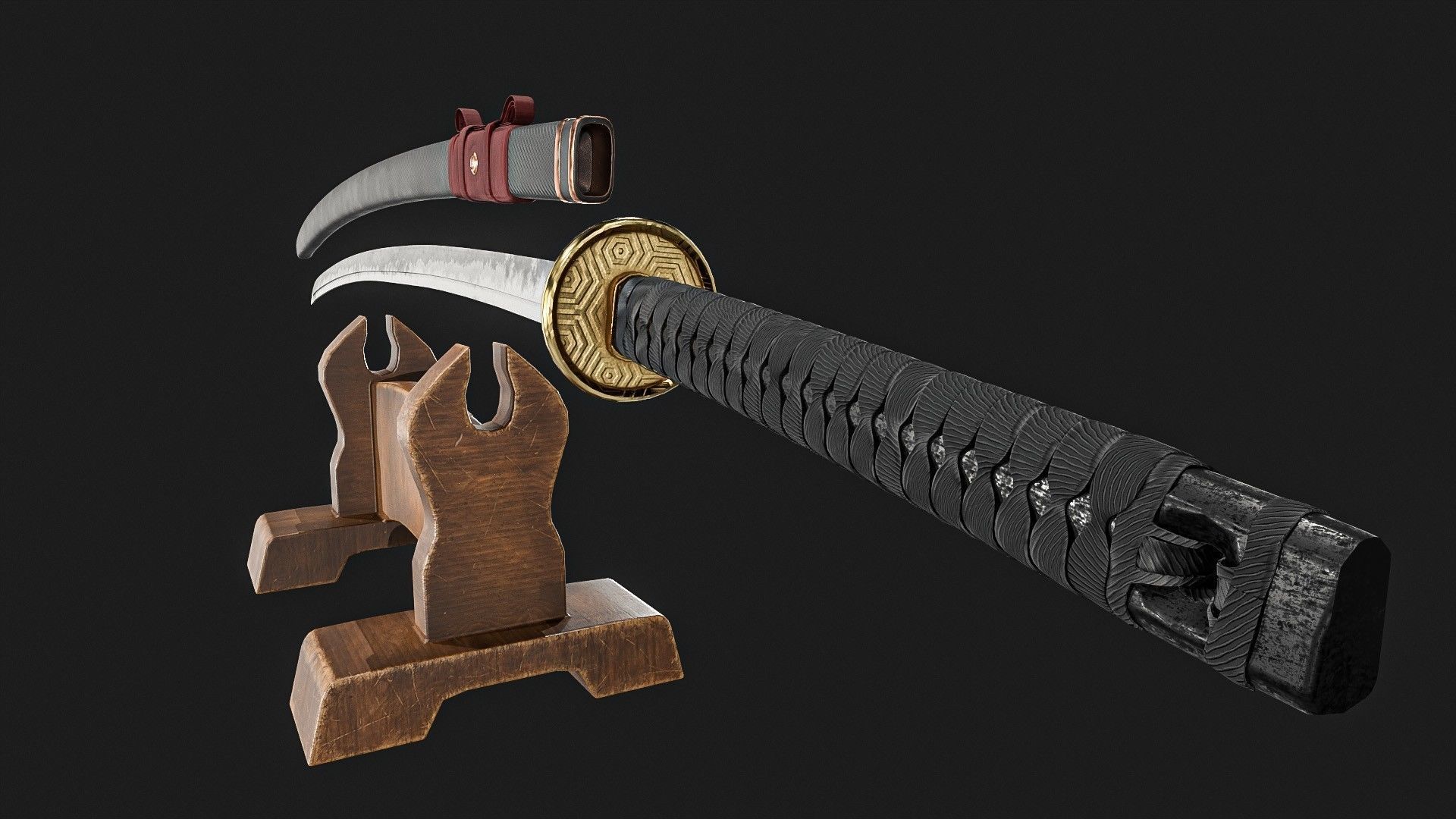 Ninja Sword  Low-poly 3D model_9