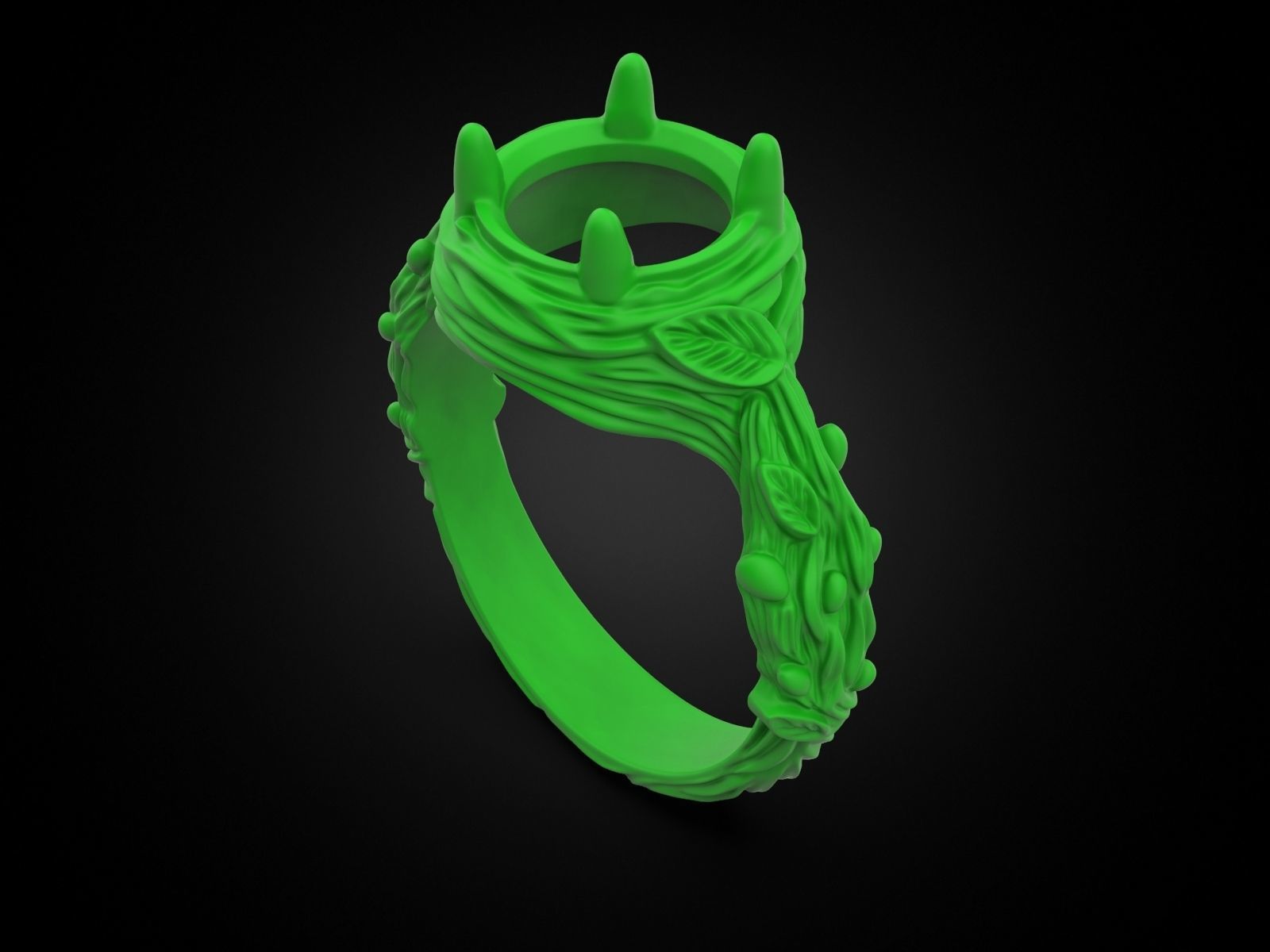 Tree Branch Engagement Ring Gem 10 mm 3D print model_10