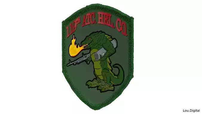 Patch alligator with gun on
