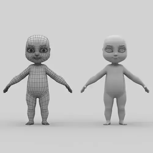 Cartoon children basemesh 