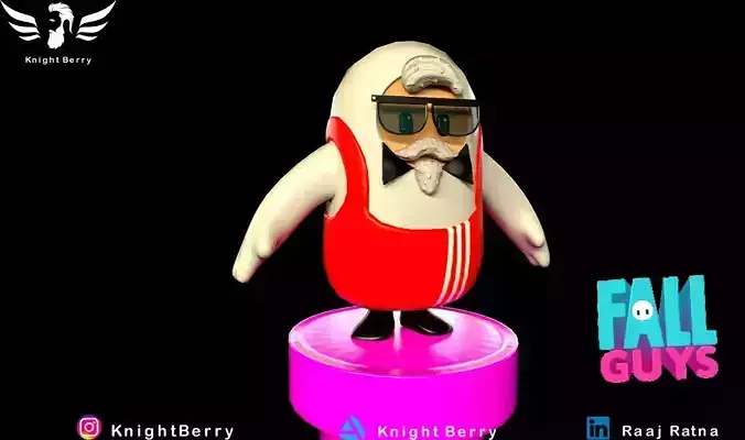 Fall Guys KFC Old guy Skin  Low-poly 3D model