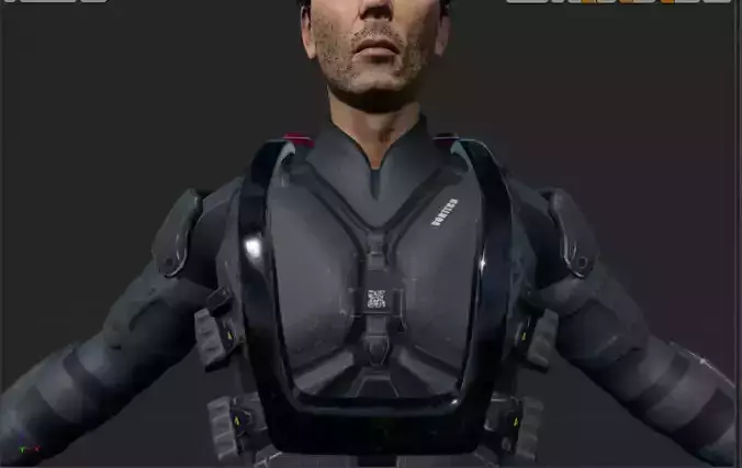 Jetpack man in futuristic suit