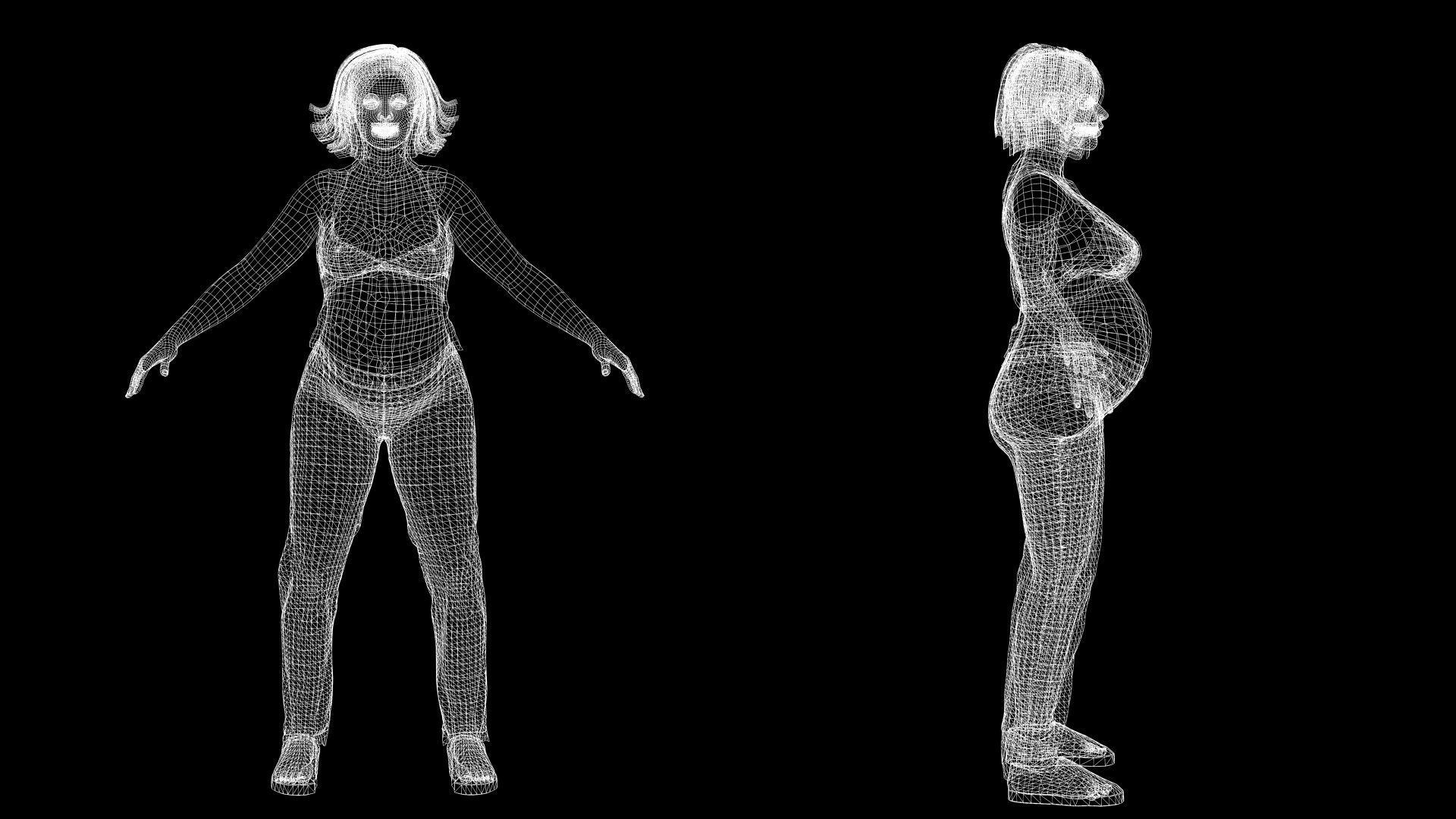 pregnant woman naked and clothed Low-poly 3D model_11