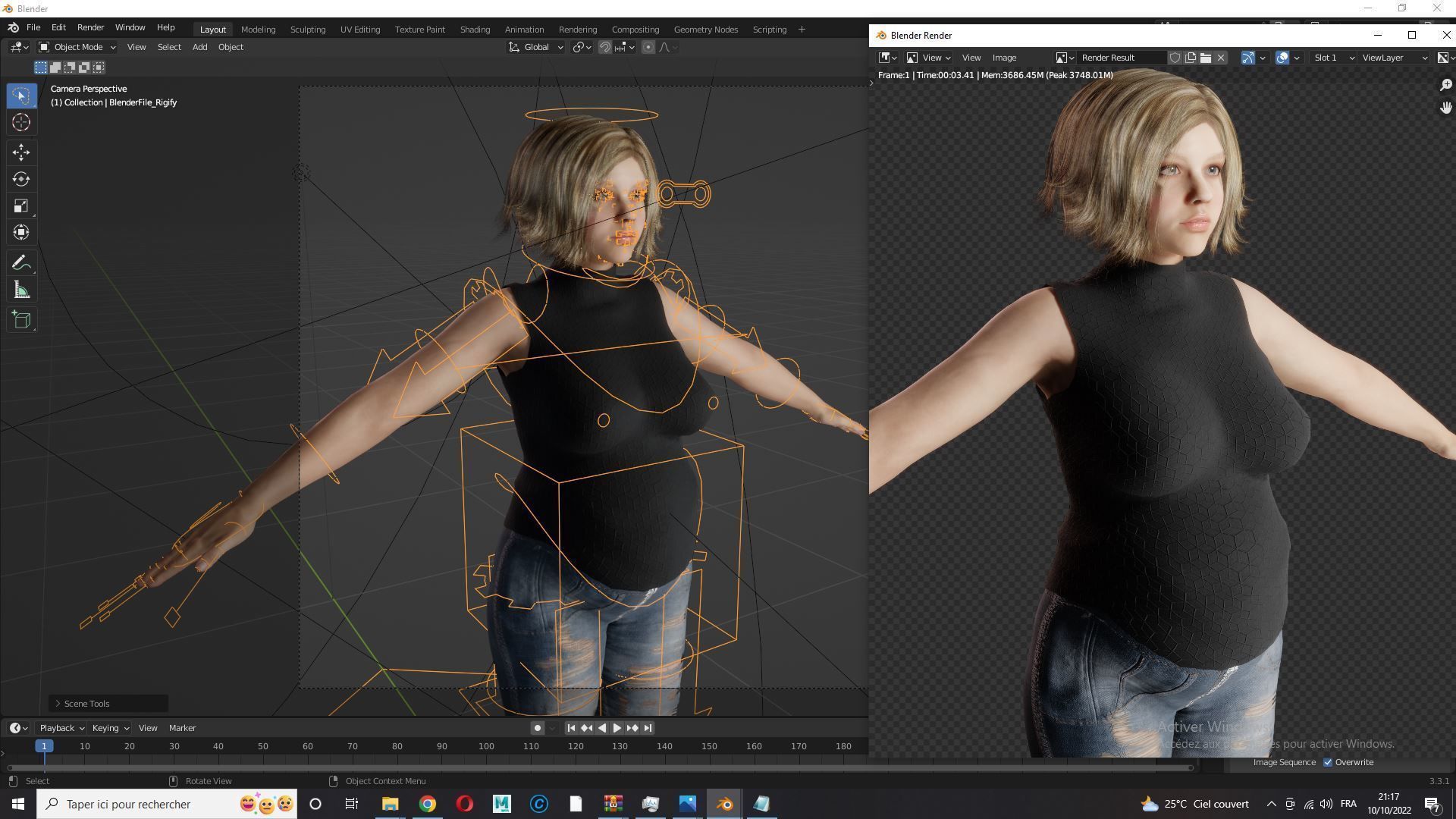 pregnant woman naked and clothed Low-poly 3D model_22