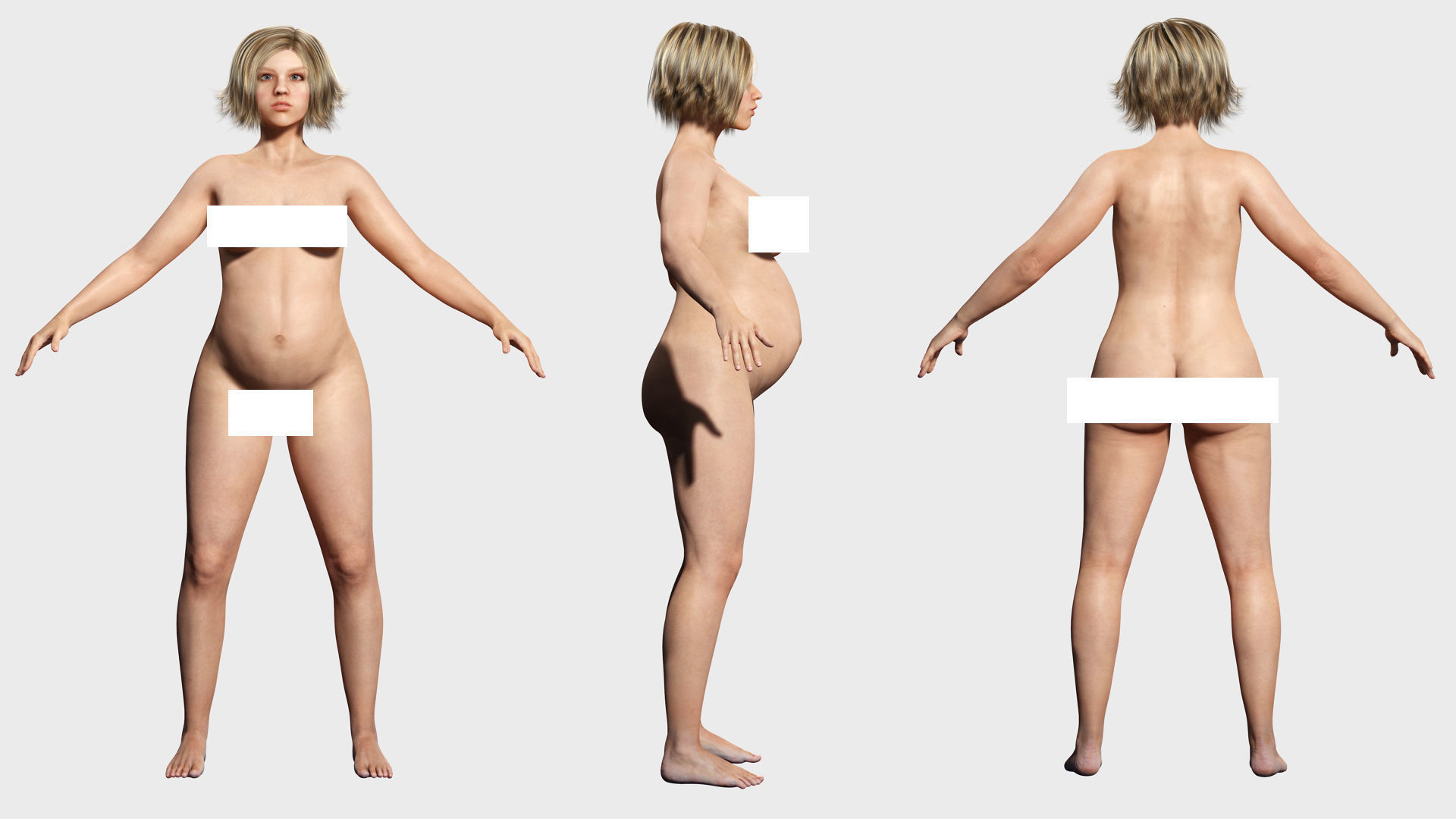pregnant woman naked and clothed Low-poly 3D model_7
