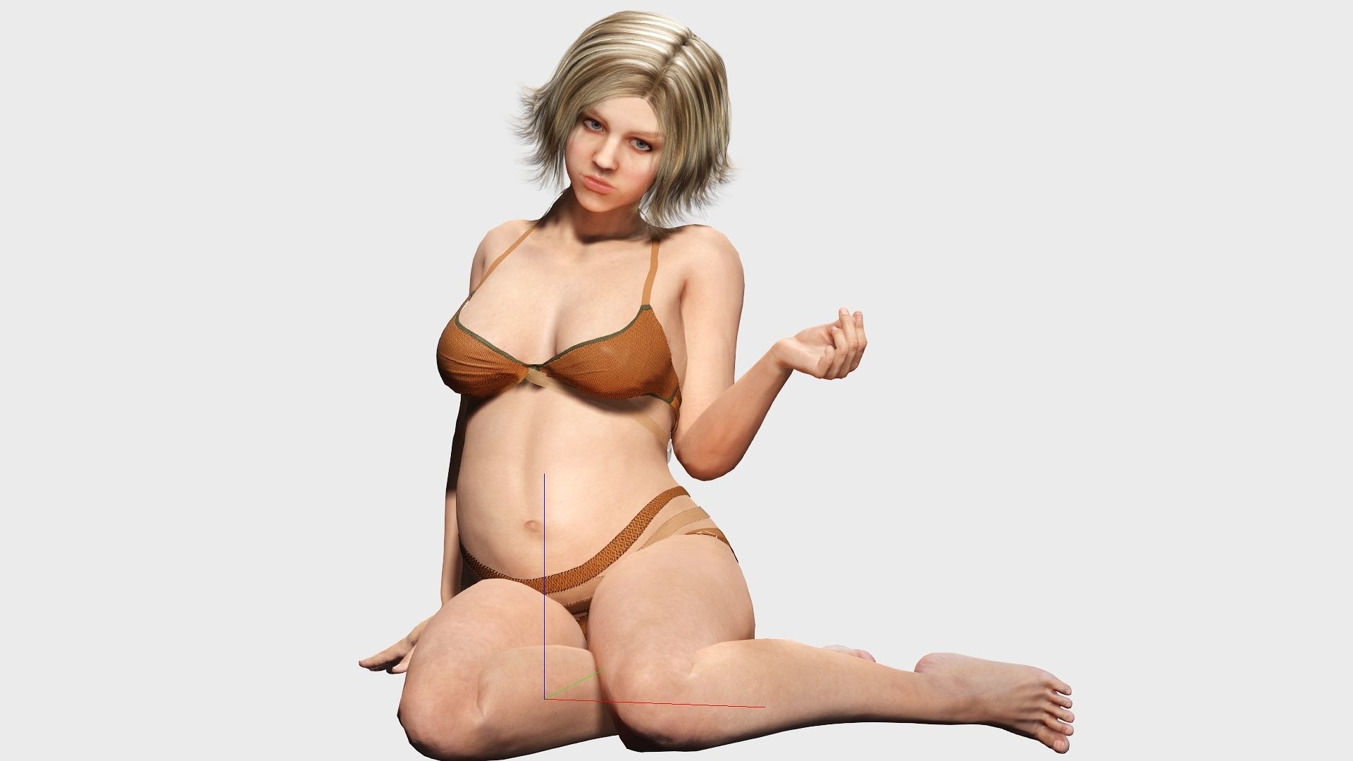 pregnant woman naked and clothed Low-poly 3D model_10