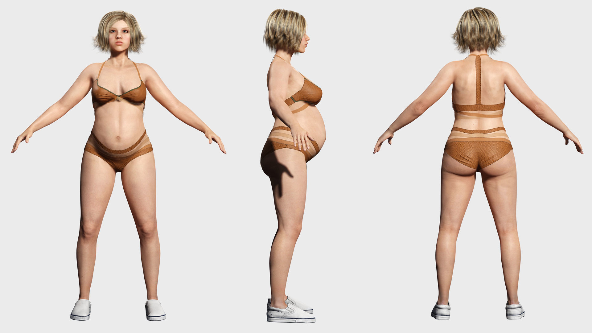 pregnant woman naked and clothed Low-poly 3D model_6
