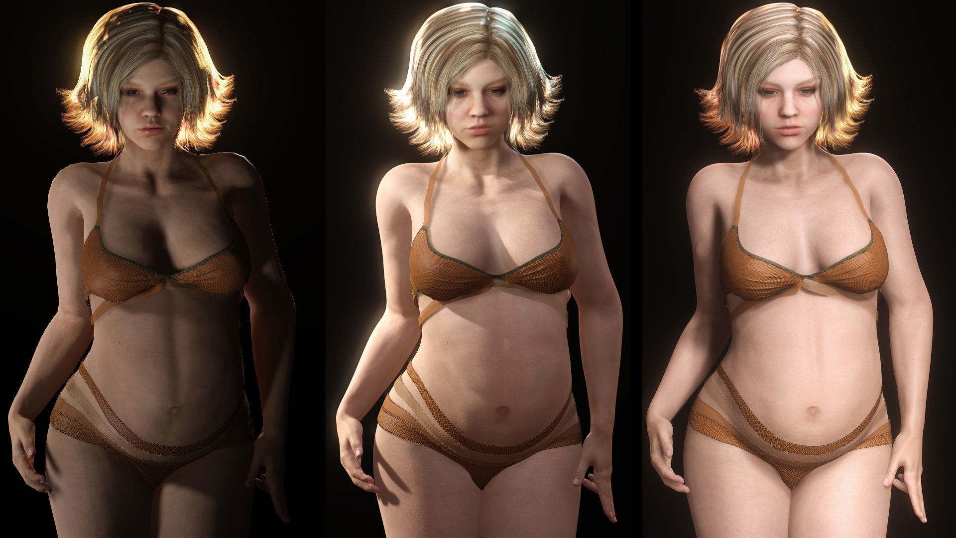 pregnant woman naked and clothed Low-poly 3D model_2