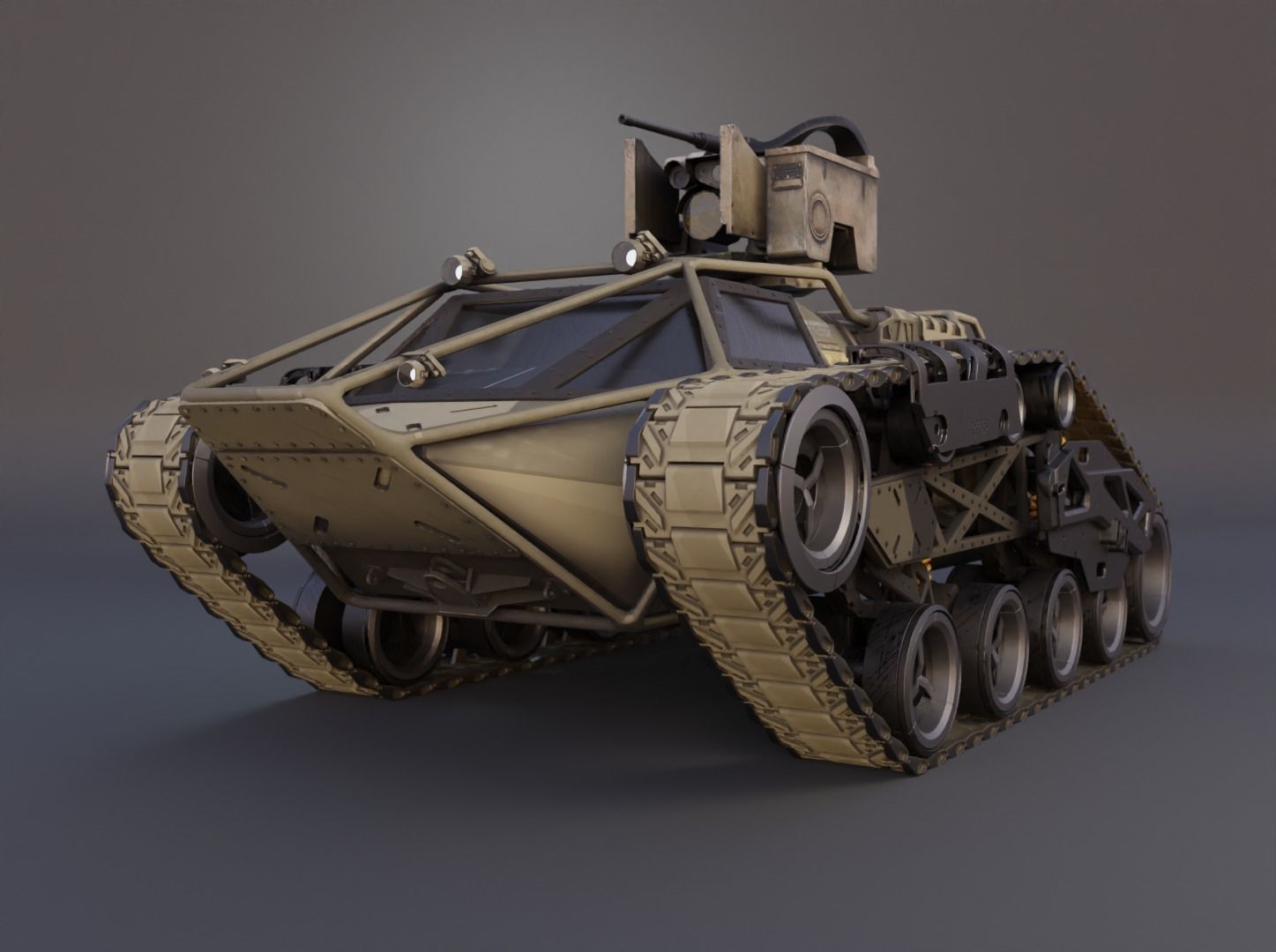 Sci-fi Tank Ripsaw 3D model_3
