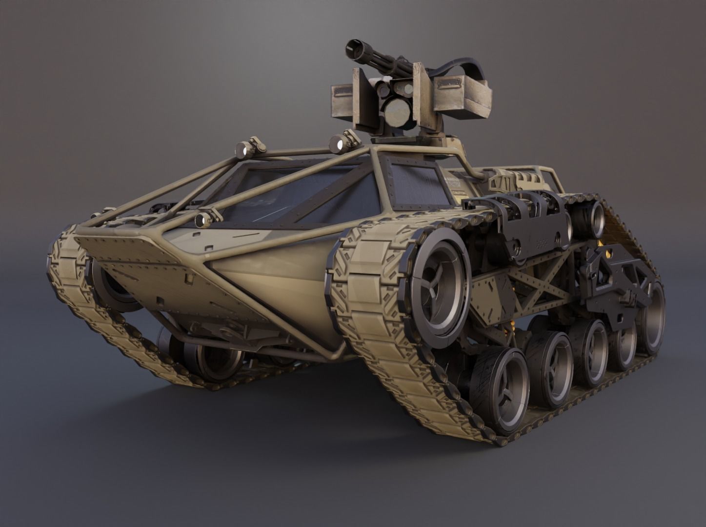 Sci-fi Tank Ripsaw 3D model_1