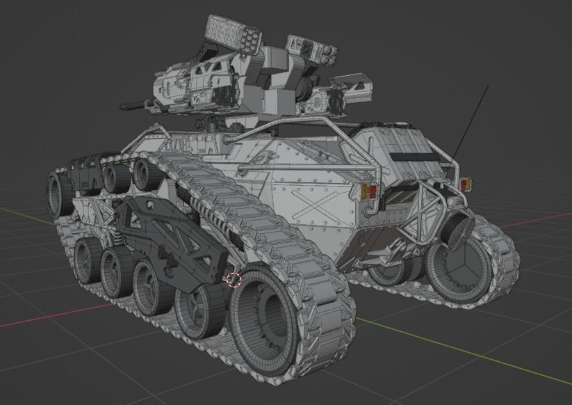 Sci-fi Tank Ripsaw 3D model_9