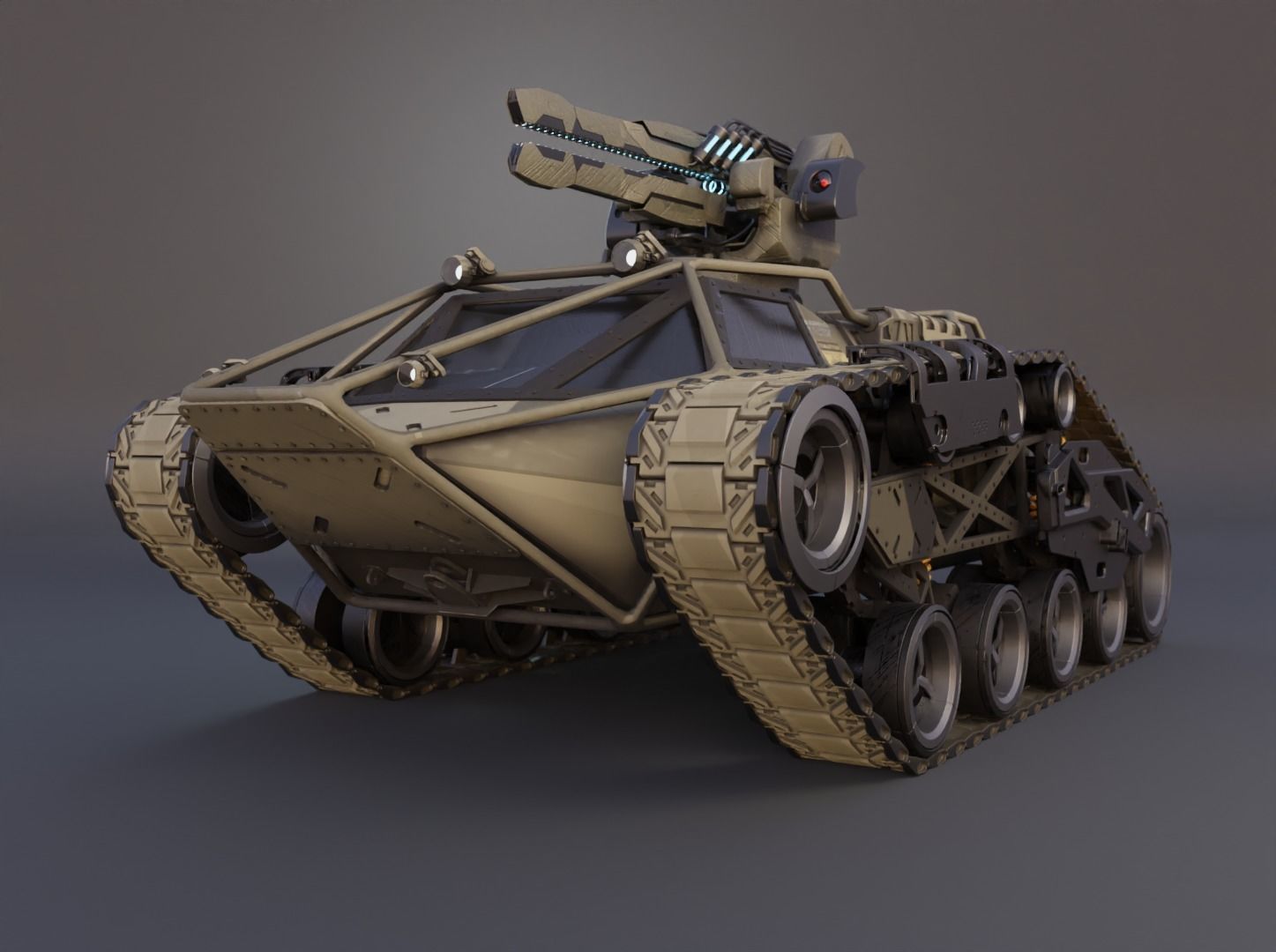 Sci-fi Tank Ripsaw 3D model_2