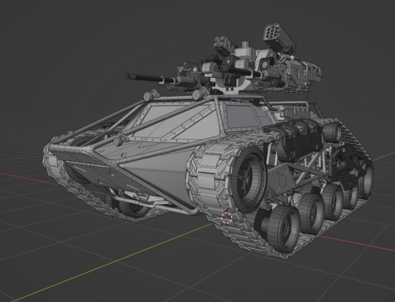 Sci-fi Tank Ripsaw 3D model_8