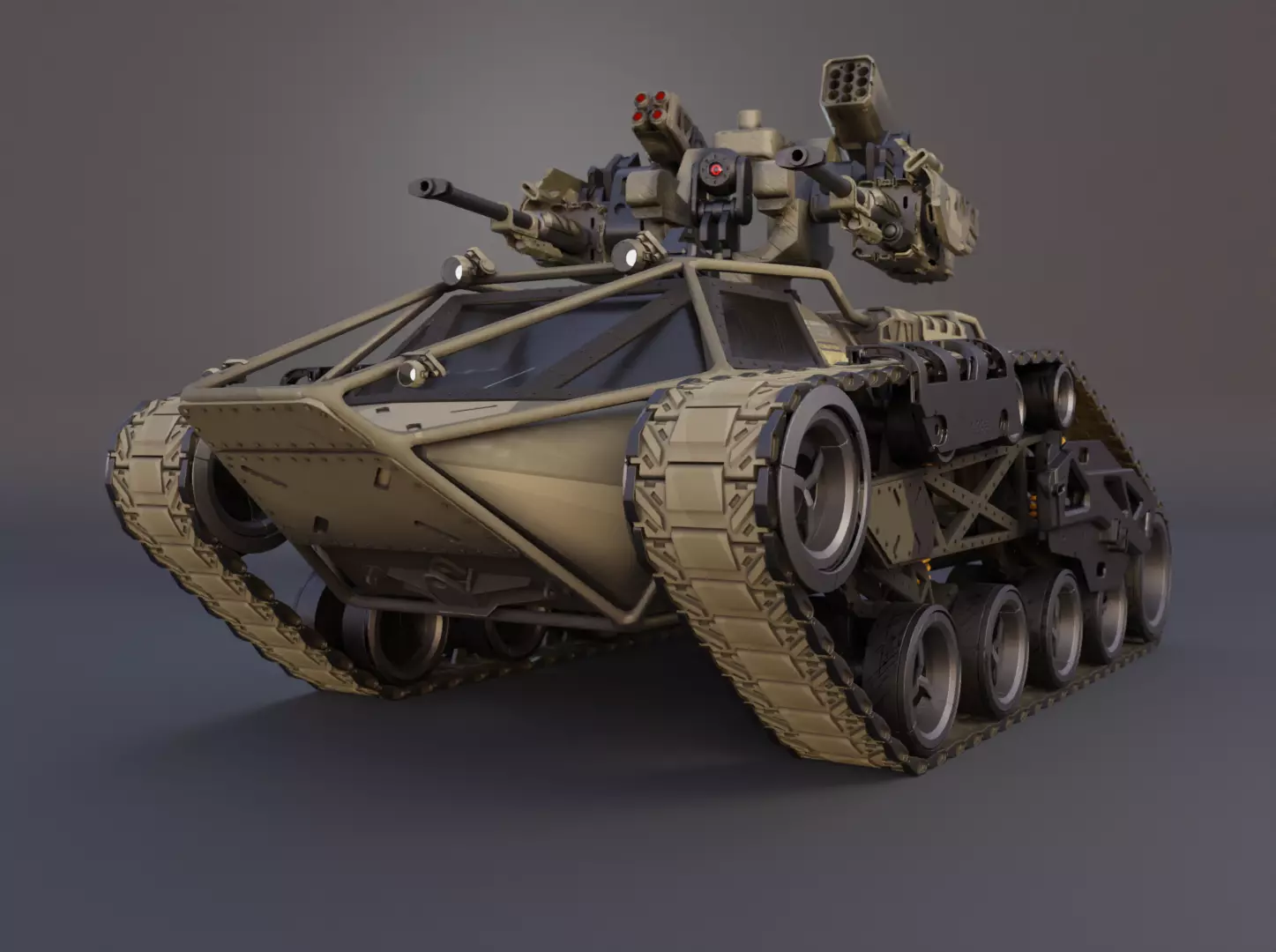 Sci-fi Tank Ripsaw 3D model_0