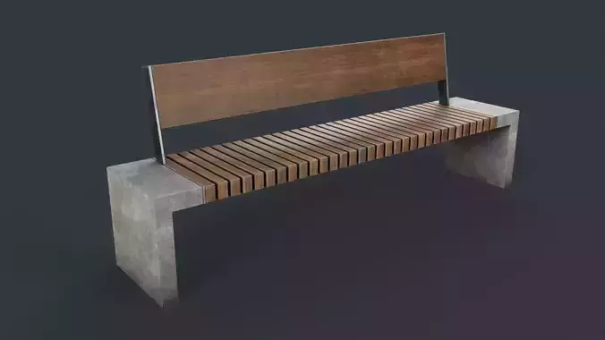 Modern Outdoor Bench 43 PBR Game Ready Low-poly 3D model