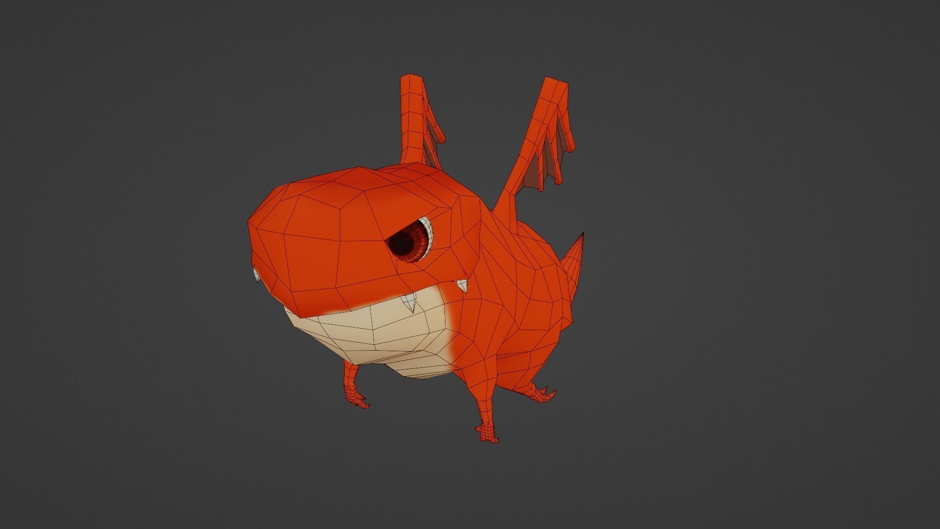 Character orange bug Low-poly 3D model_19