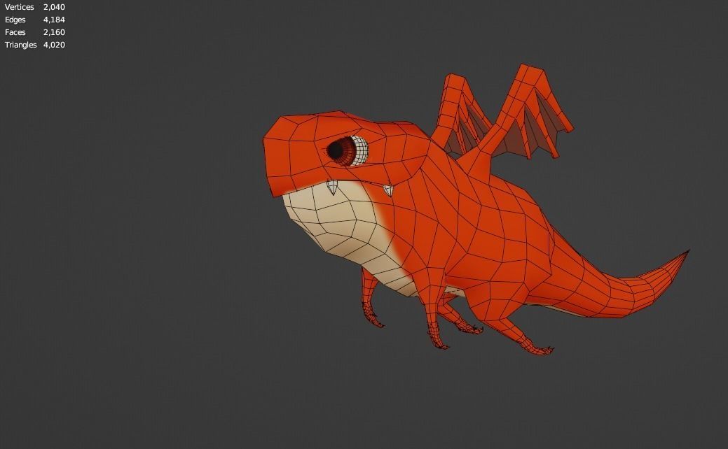 Character orange bug Low-poly 3D model_12