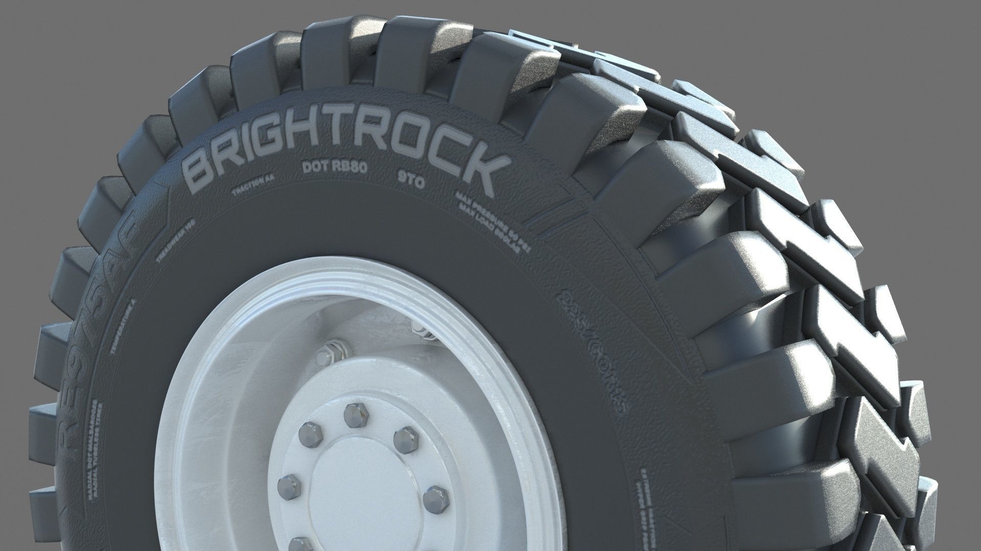 Truck Wheel 02 3D model_3
