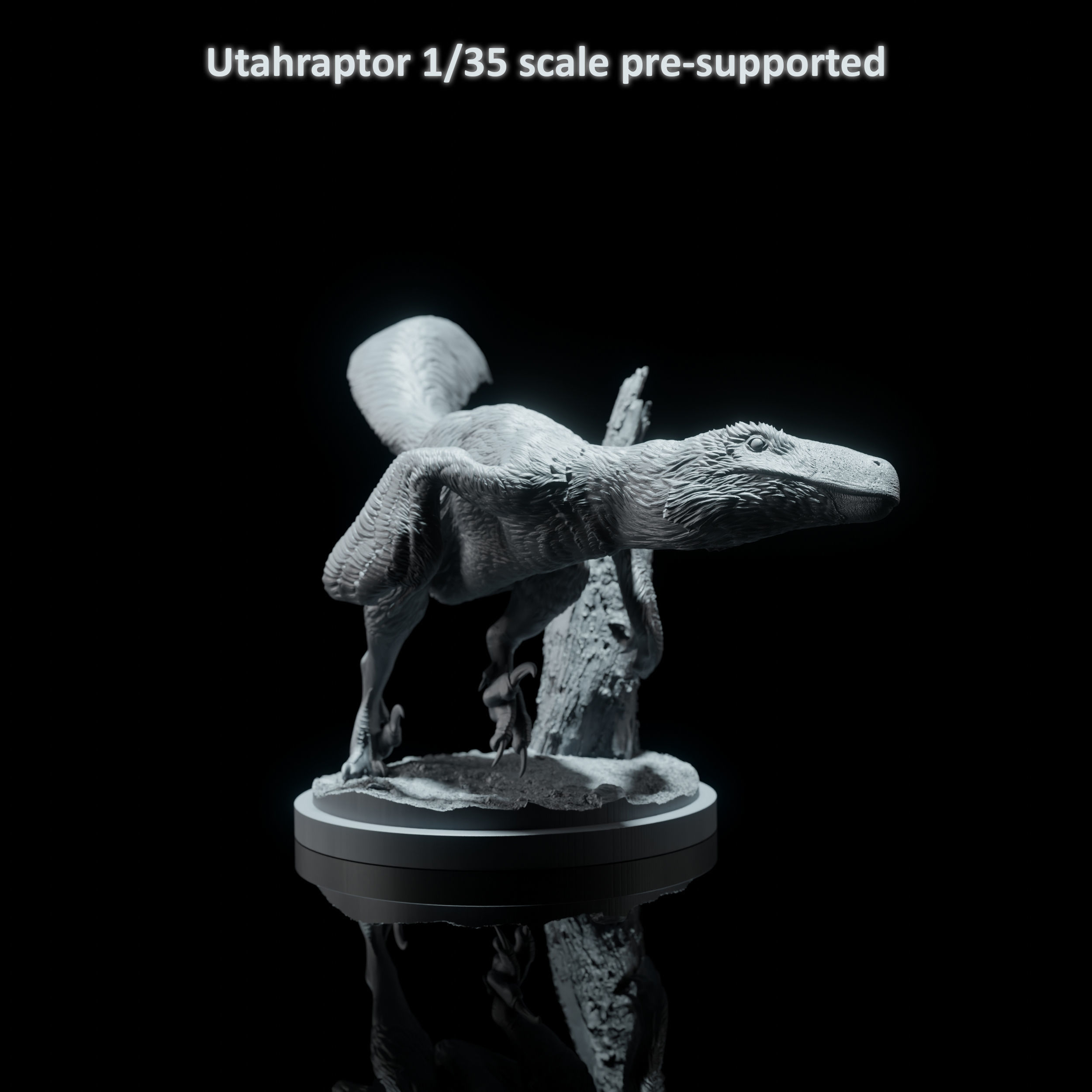 Utahraptor running 1-35 scale pre-supported dinosaur 3D print model_4