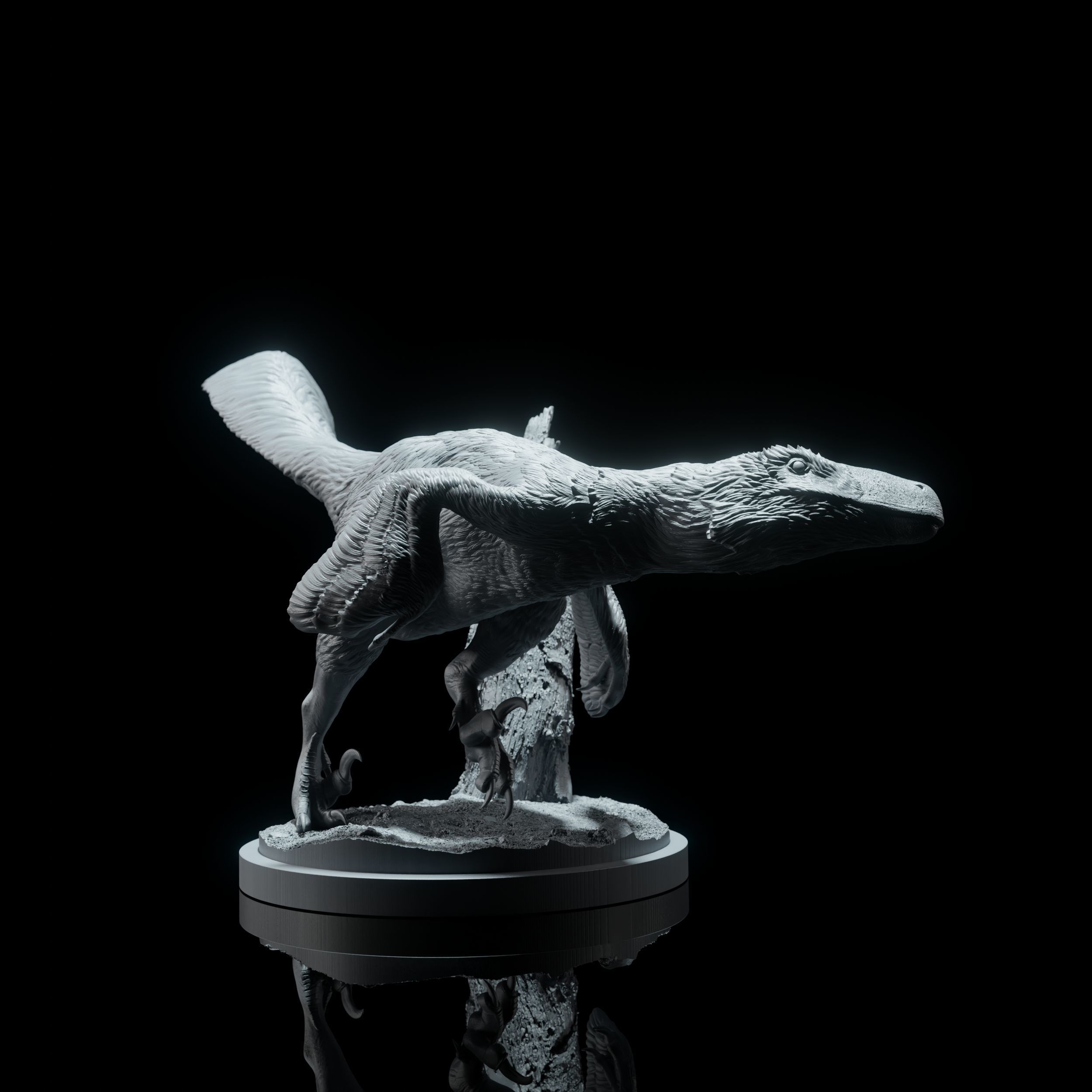 Utahraptor running 1-35 scale pre-supported dinosaur 3D print model_3